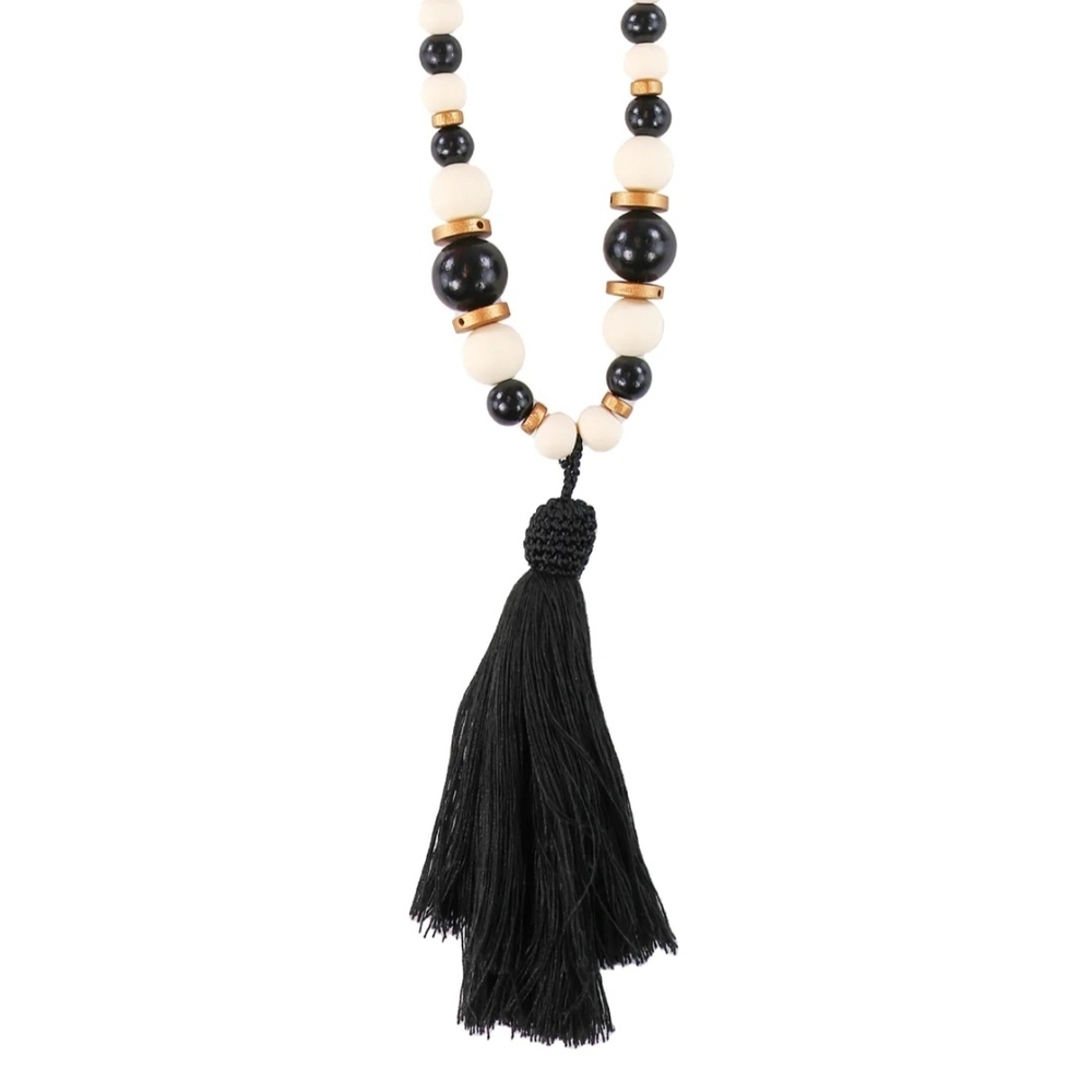 Simply Southern Beaded Necklace Or Decor Black Tassel Or Cross, NWT - Picture 3 of 5